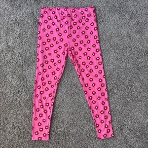 New LuLaRoe Women's Leggings Pink with White Heart Design TC Tall & Curvy Flawed